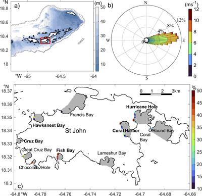Fine-scale hydrodynamics around St. John, U.S. Virgin Islands. Part II: variability in residence time in coastal bays